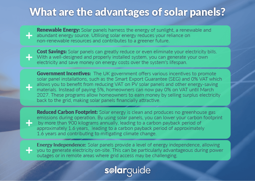 What are the advantages of solar panels?